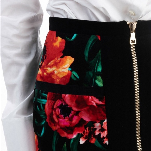 NWT Authentic Balmain Velvet Floral Mini Skirt - Picture 12 of 13
